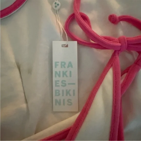 Frankie's Bikinis White and Pink Bikini - Picture 2 of 4